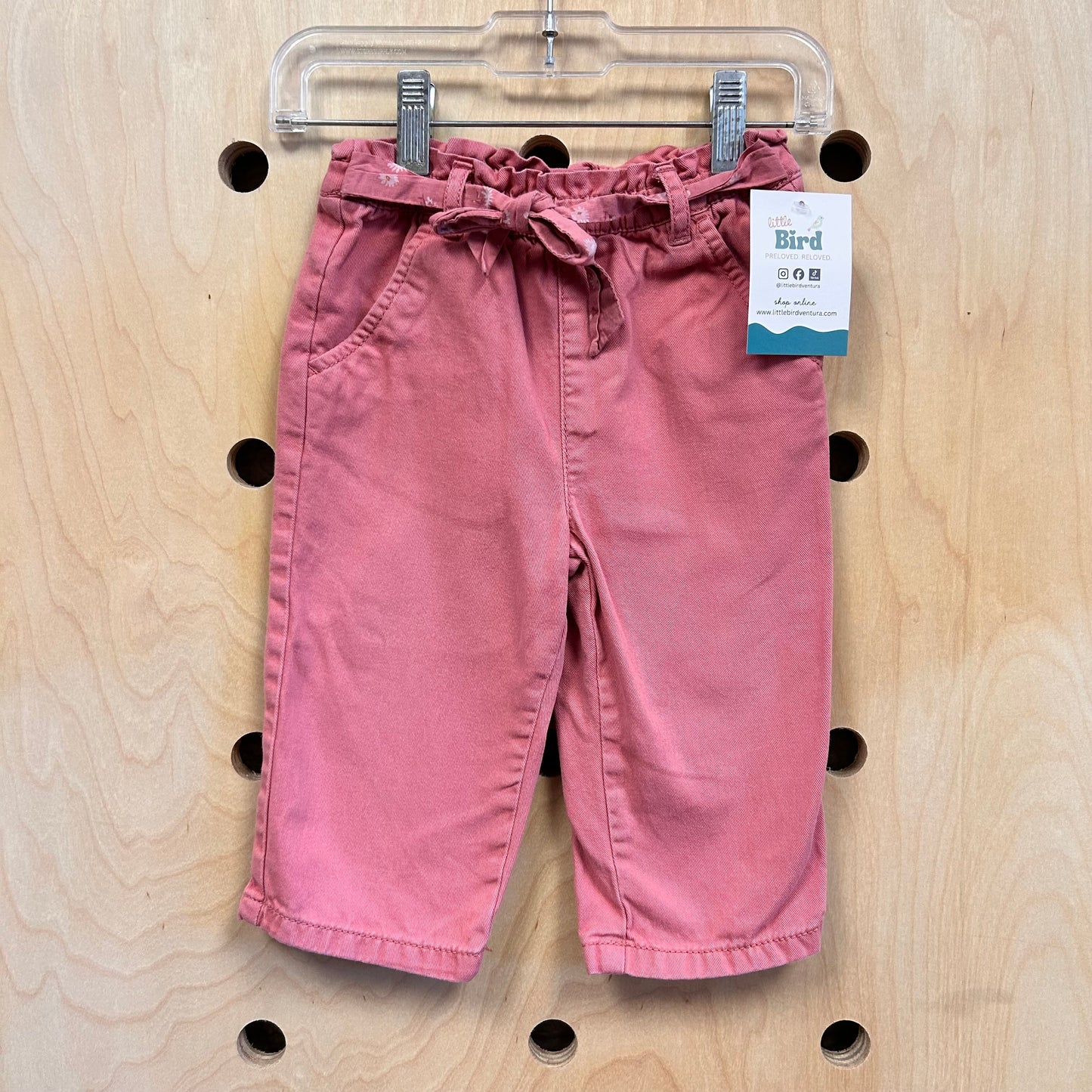 Pink Floral Belted Pants