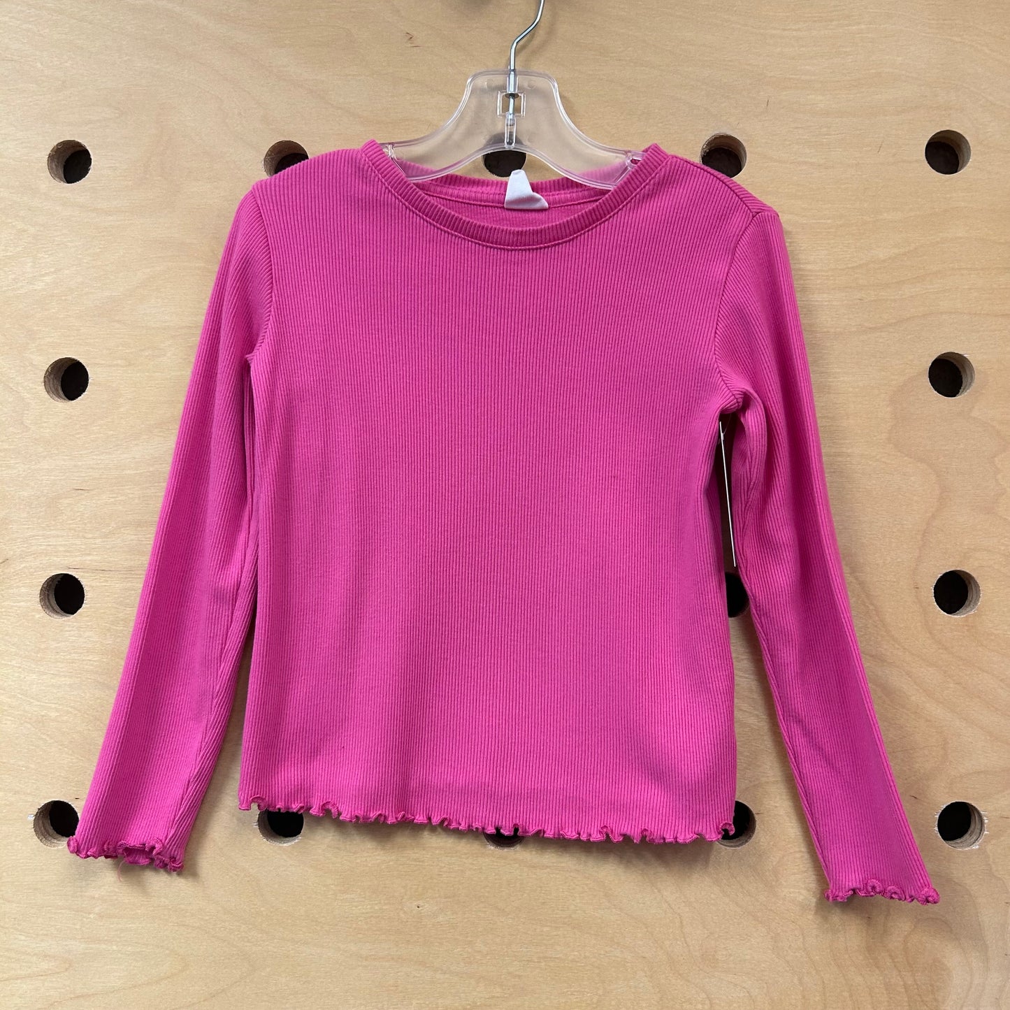 Pink Lettuce Hem Ribbed LS
