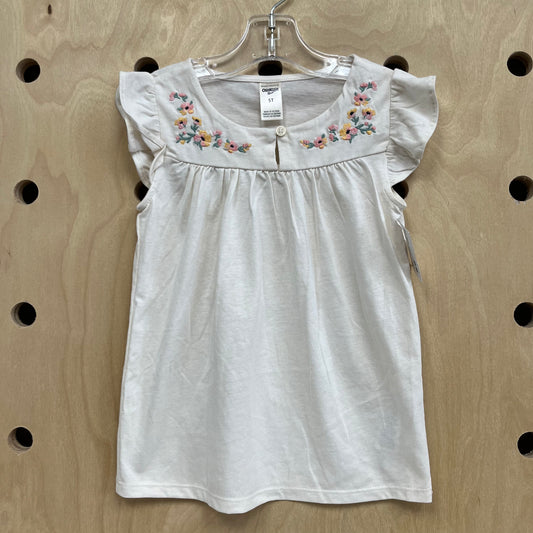 Cream Embroidered Floral Top