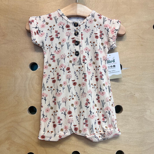 Cream Floral Henley Romper