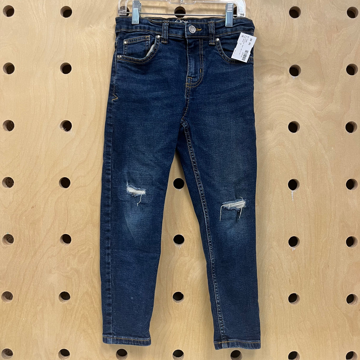 Blue Relaxed Taper Distressed Denim