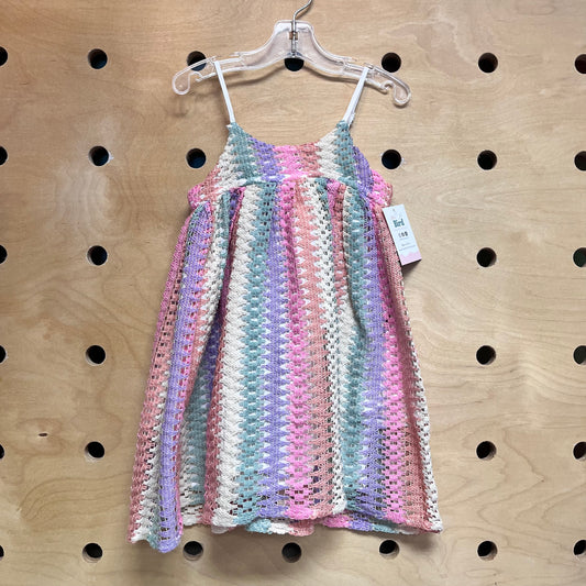 Colorful Open Knit Tank Dress