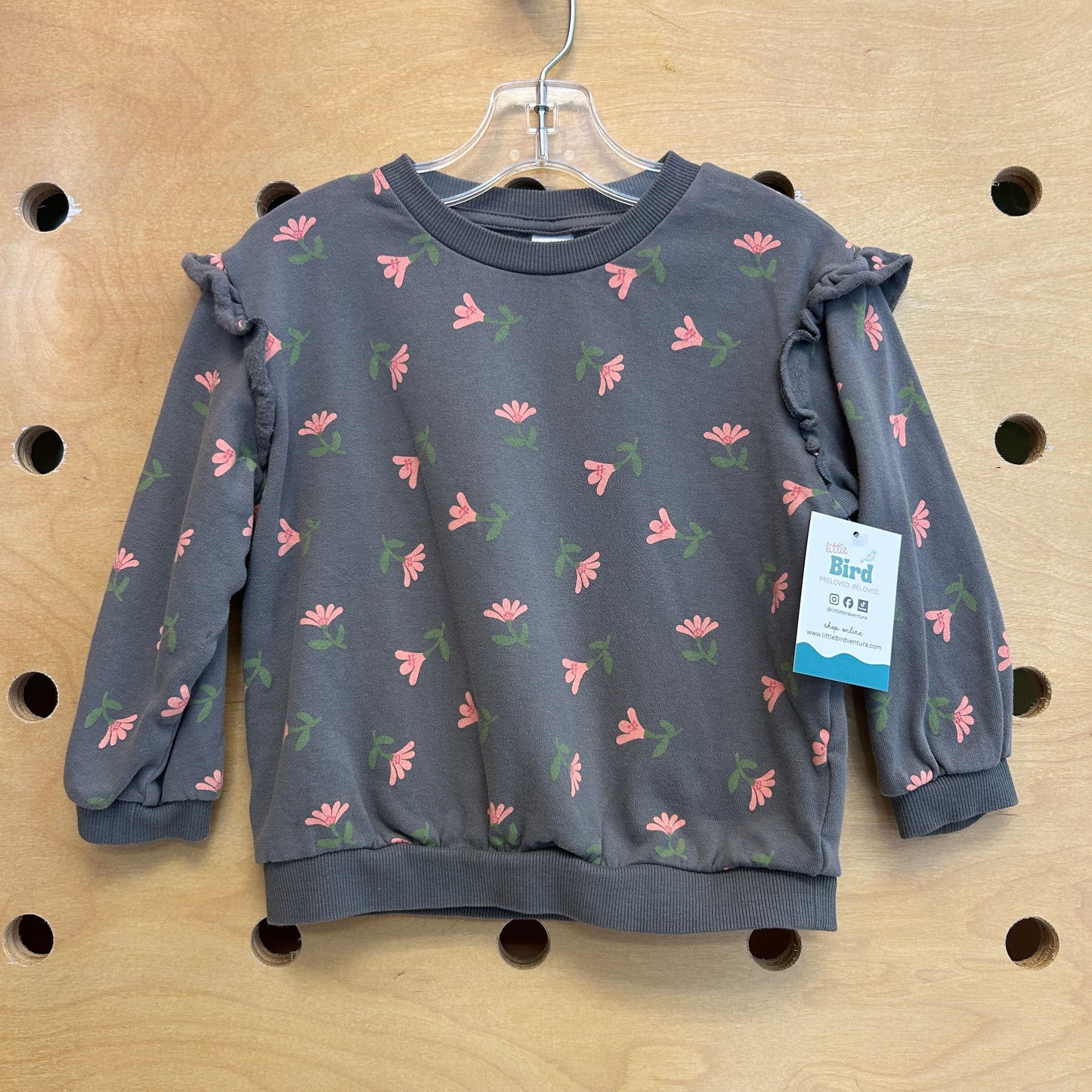 Grey & Peach Floral Pullover