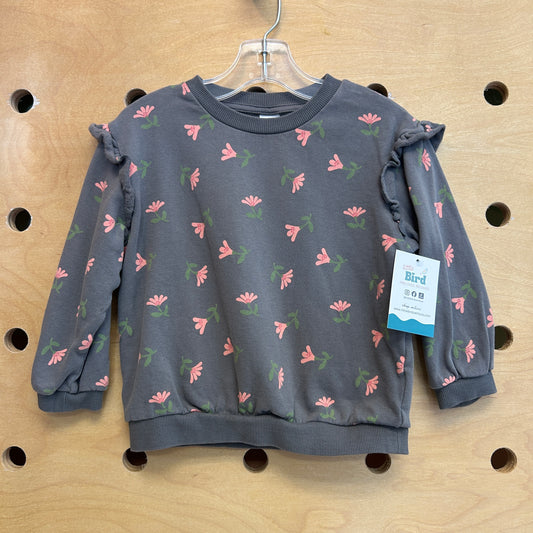 Grey & Peach Floral Pullover