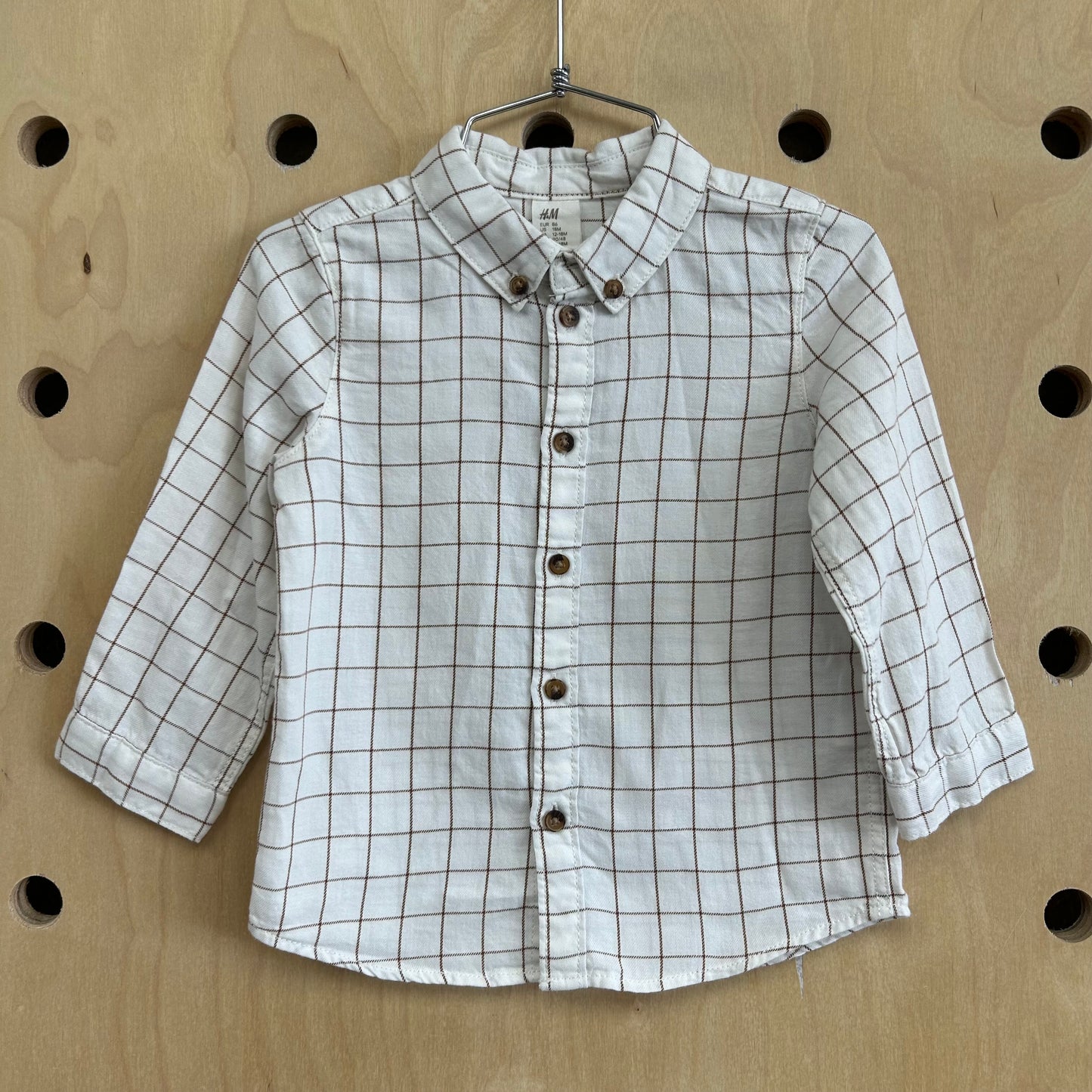 White + Brown Button Up