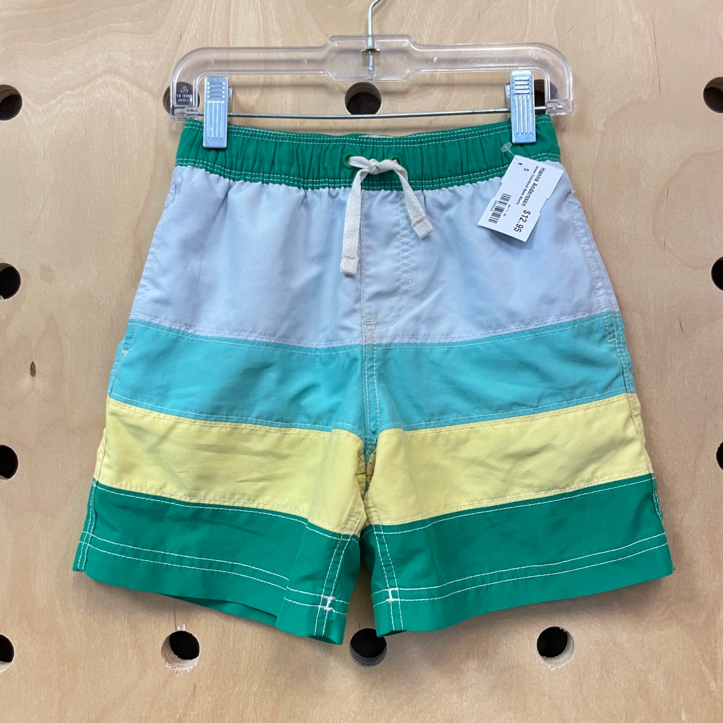 Green Colorblock Swim Shorts