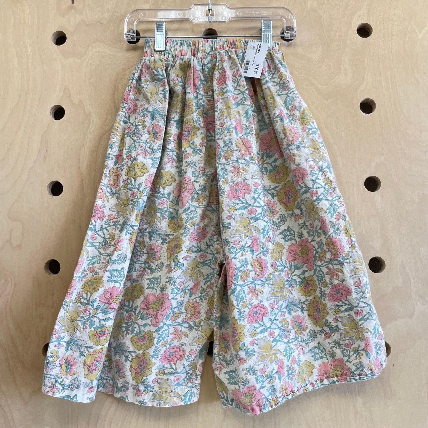 Pastel Floral Wide Leg Cotton Pants