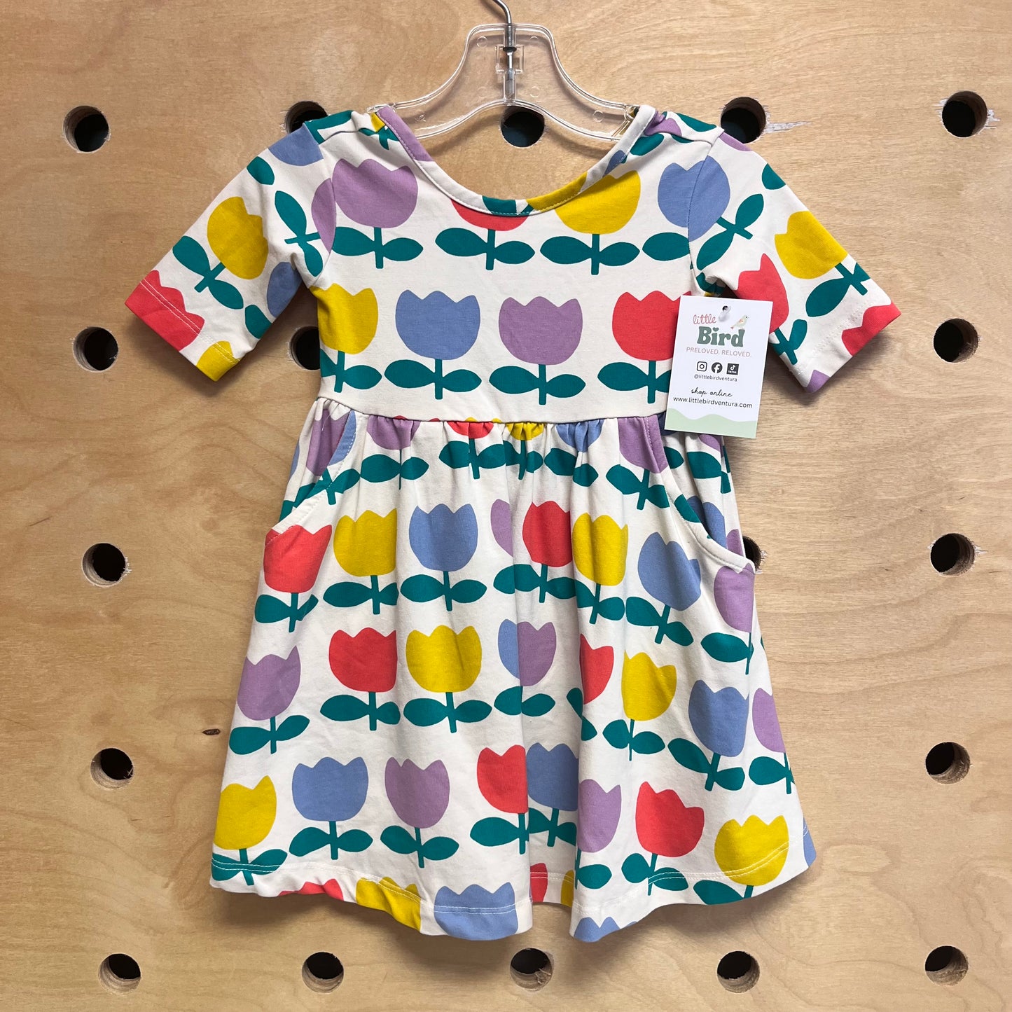Cream Colorful Tulip Twirl Dress