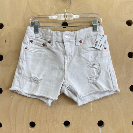 White Distressed Denim Girlfriend Shorts