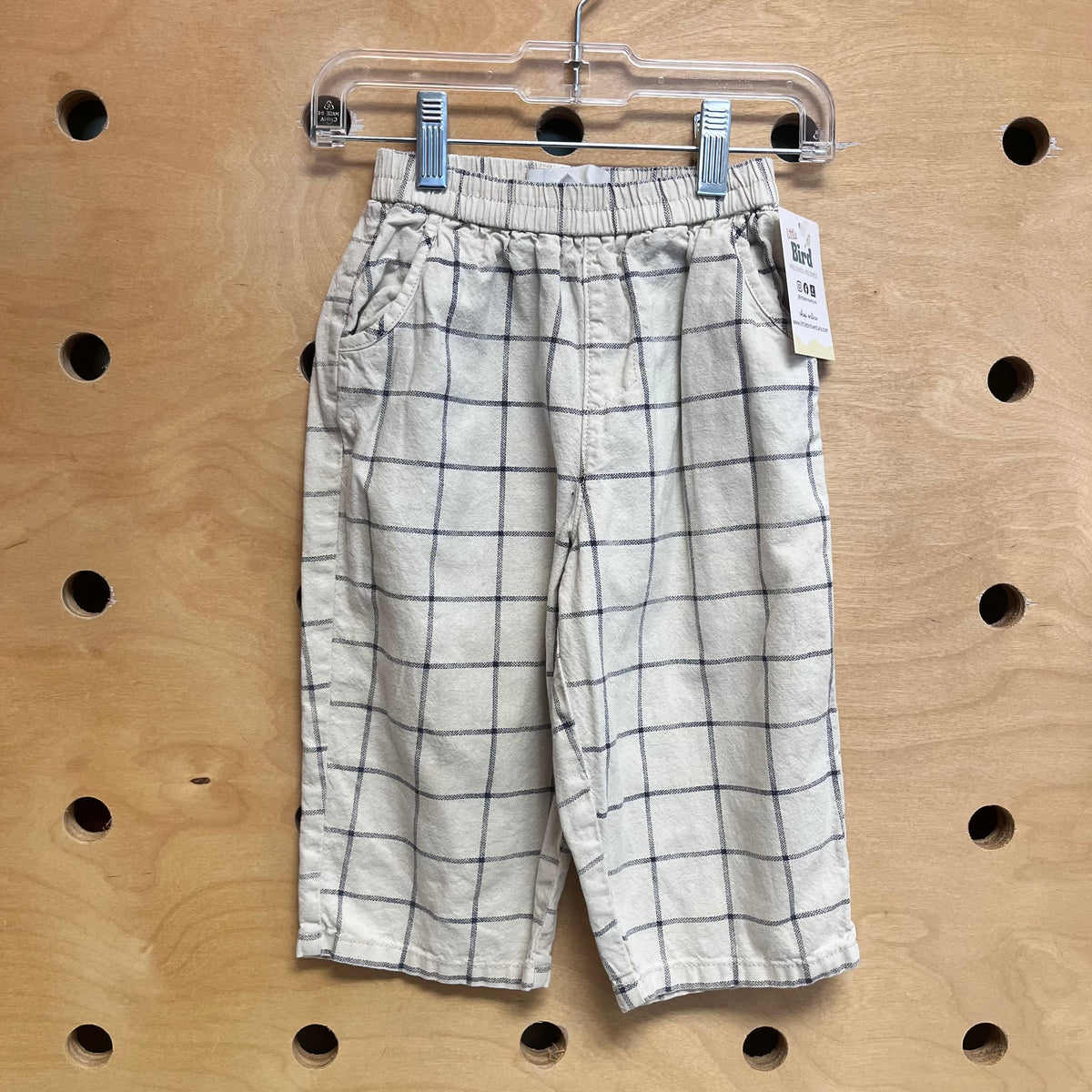 Cream/Grey Plaid Wide Leg Pants