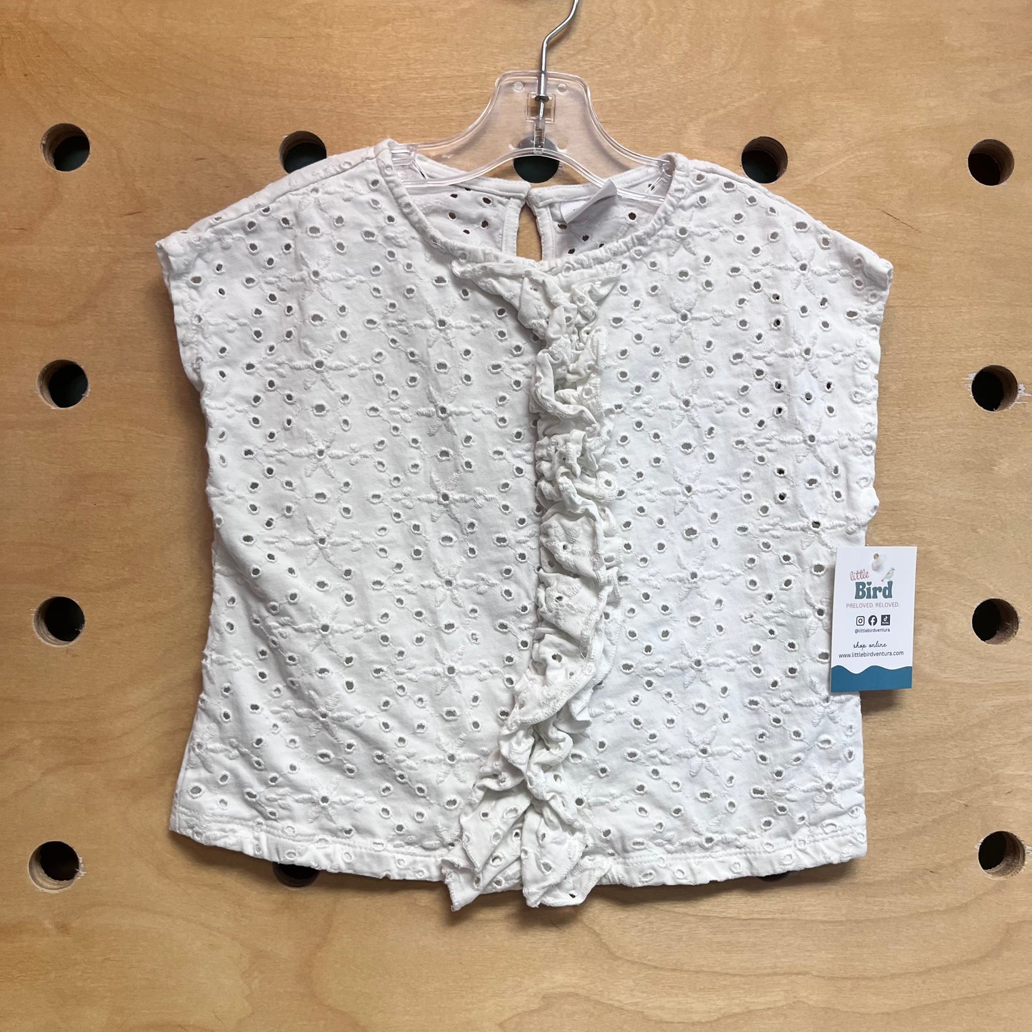 White Eyelet Ruffle Top