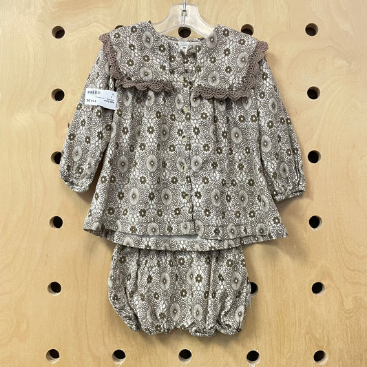 Organic Brown + Tan Floral Dress