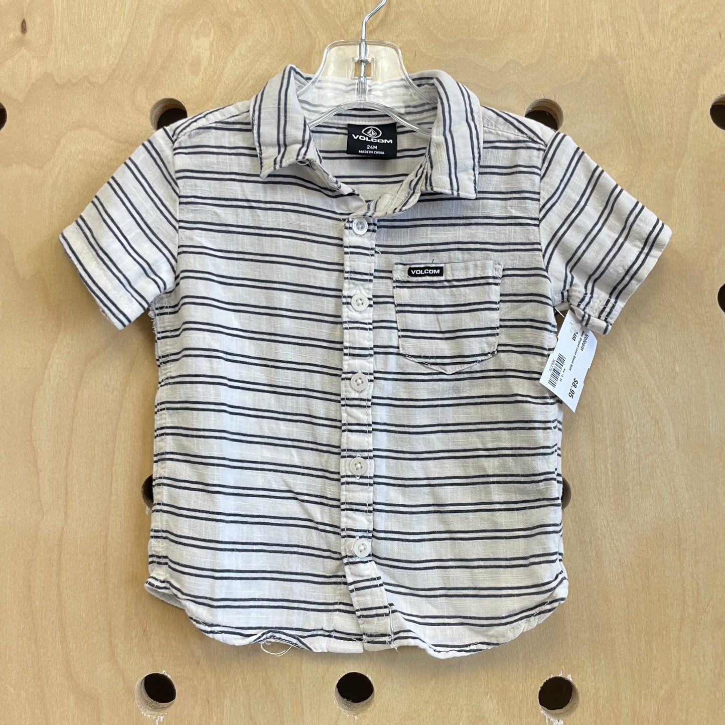 Navy Striped Linen Blend Shirt