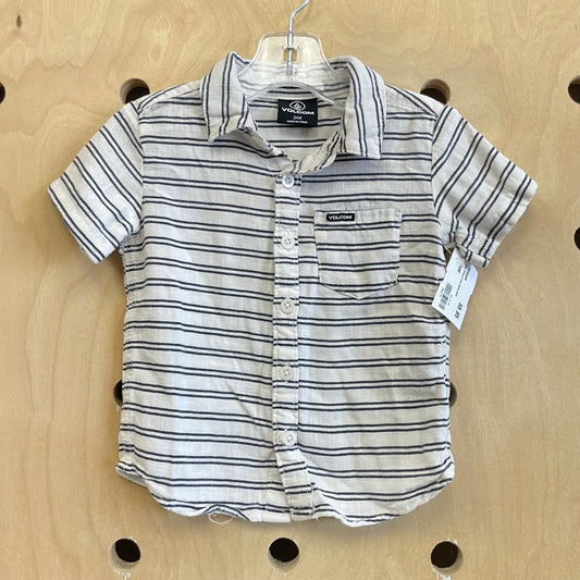 Navy Striped Linen Blend Shirt