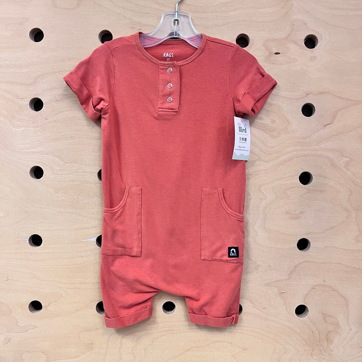 Orange Snap Henley Romper
