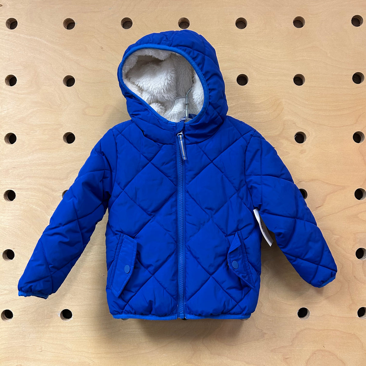 Blue Faux Fur Lined Puffer Jacket