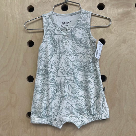 Cream & Green Leaf Romper