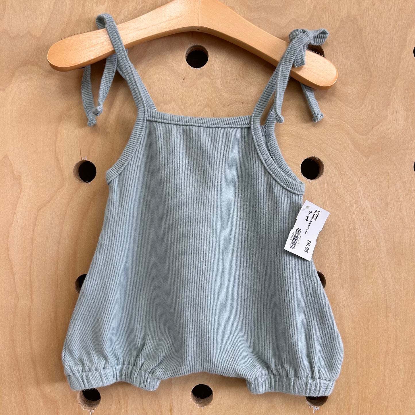 Blue Ribbed Bubble Romper