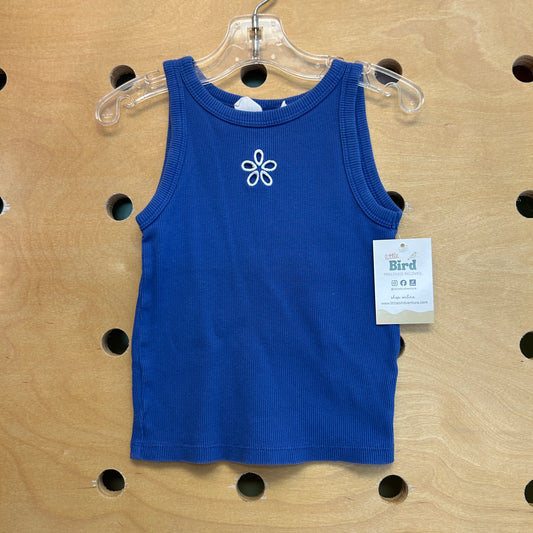 Blue/White Flower Cutout Tank