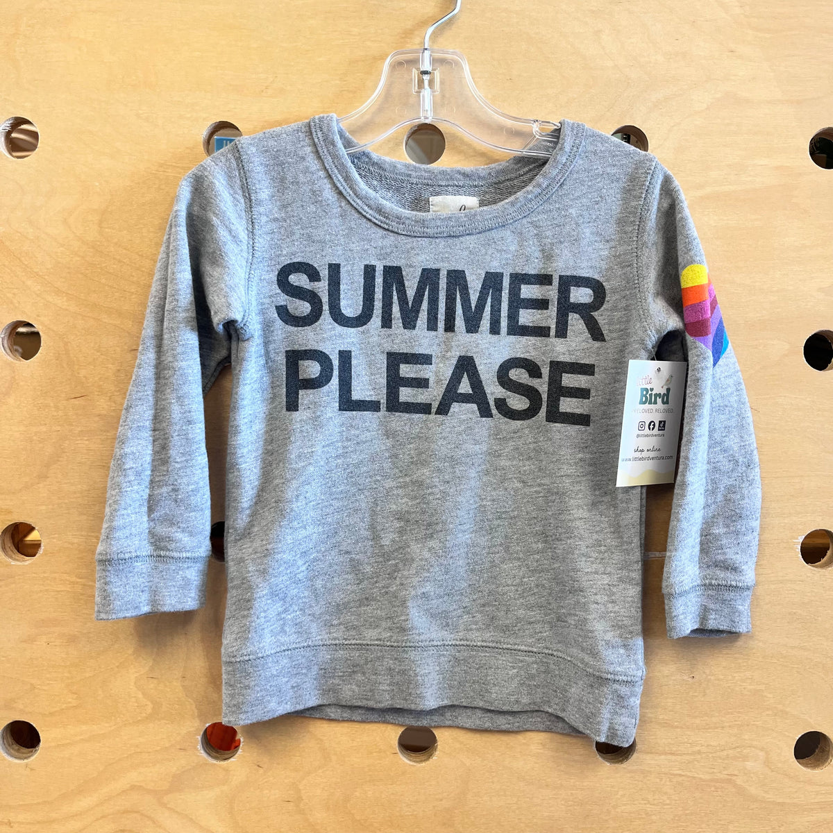 Grey 'Summer Please' Rainbow Heart LS