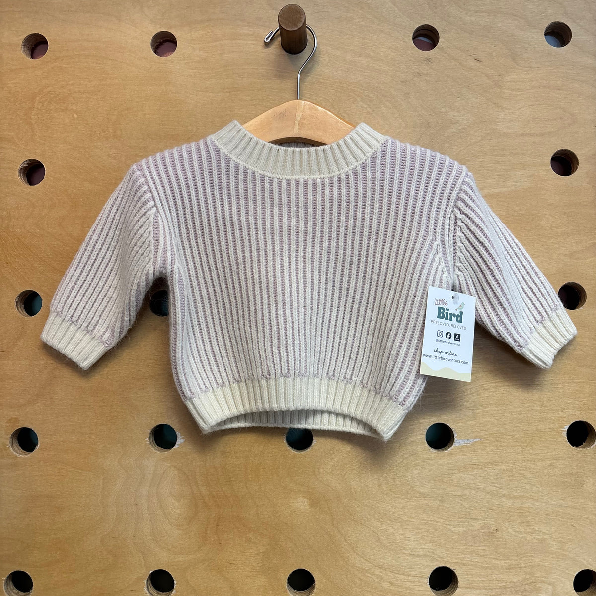 Cream/Lavender Knit Sweater
