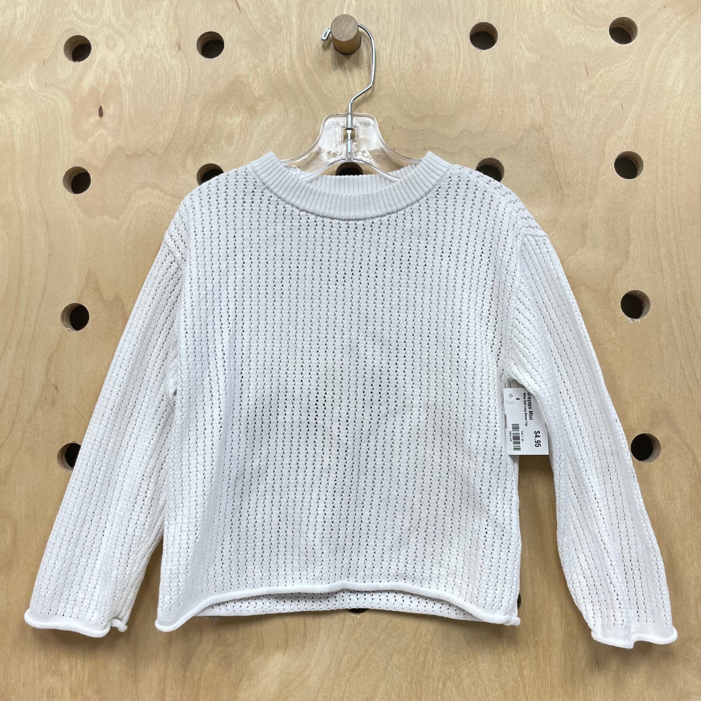 White Knit Long Sleeve Top