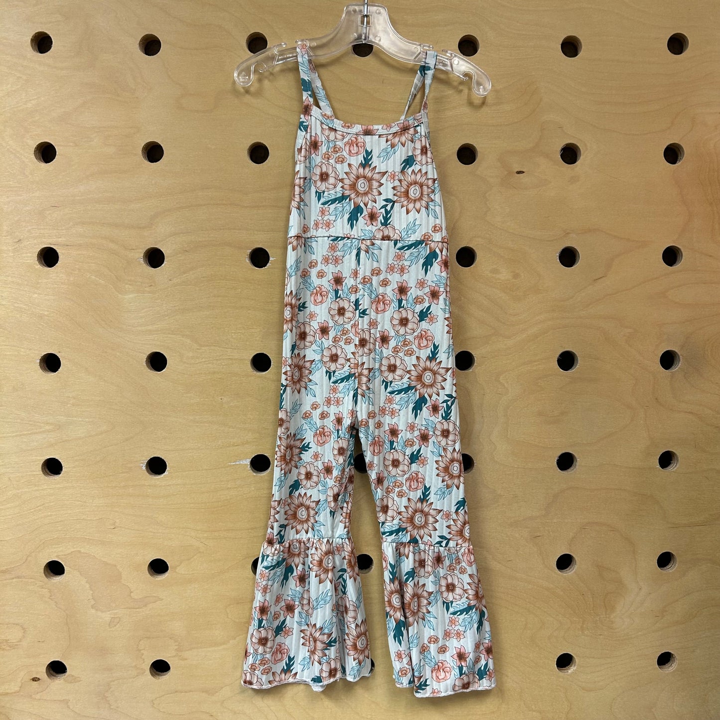 White Ribbed Floral Romper