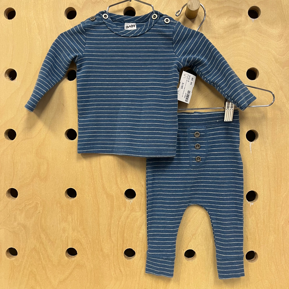 Blue & White Ribbed Outfit