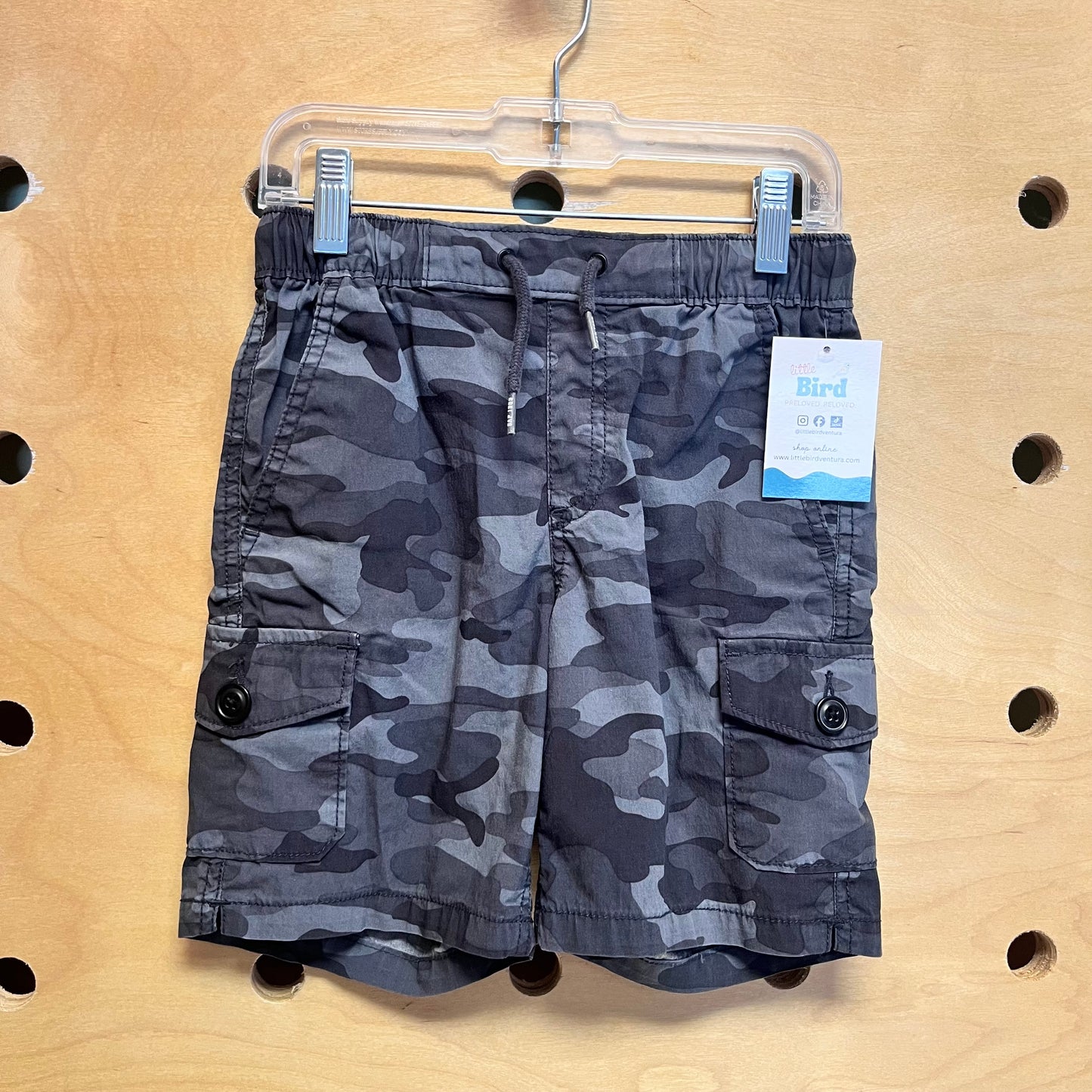 Grey Camo Drawstring Shorts