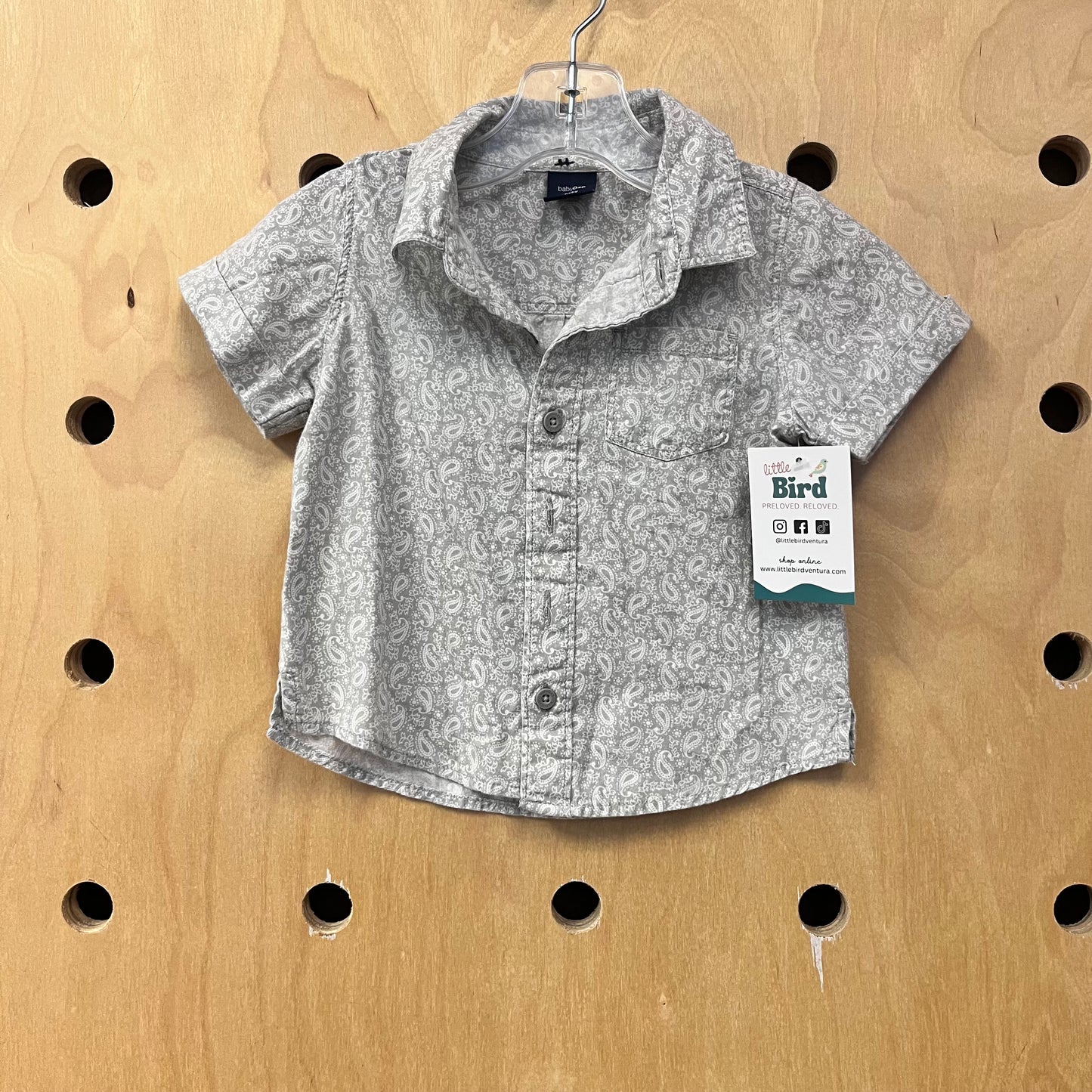 Grey Paisley Button Up
