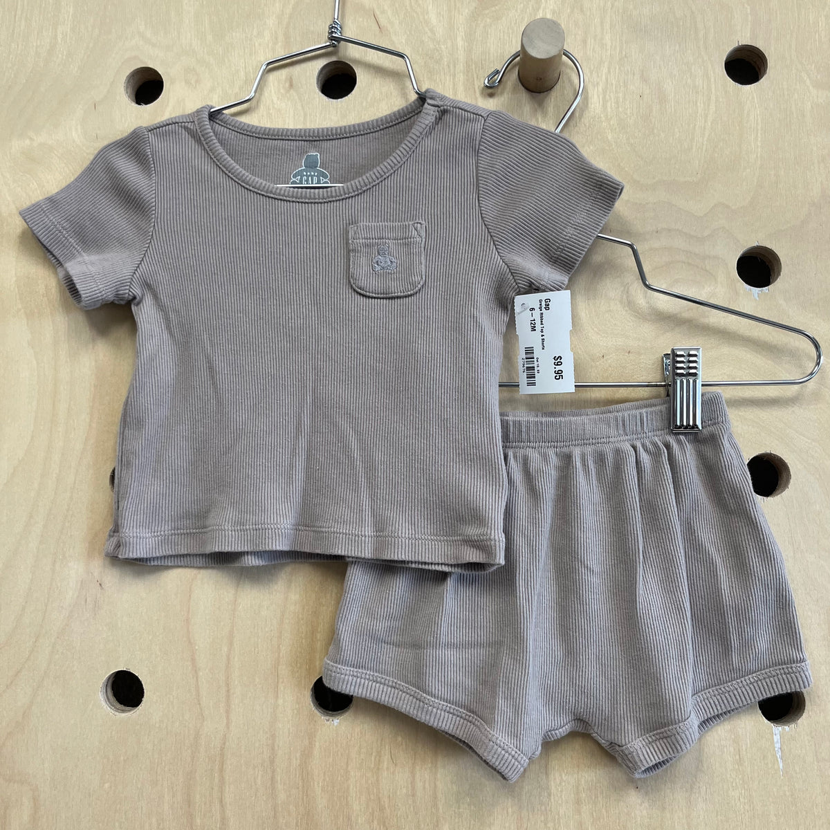 Greige Ribbed Top & Shorts