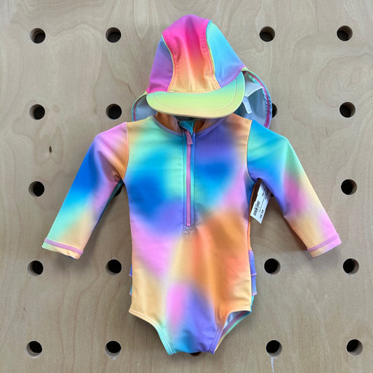Colorful Sherbet Swimsuit & Hat NEW!
