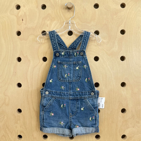 Denim Floral Shortalls