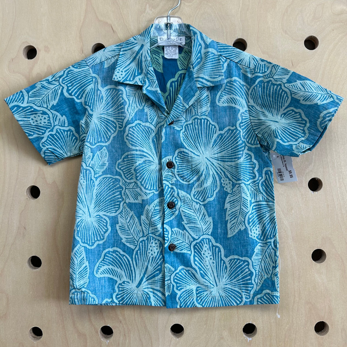 Blue Hibiscus Button Up