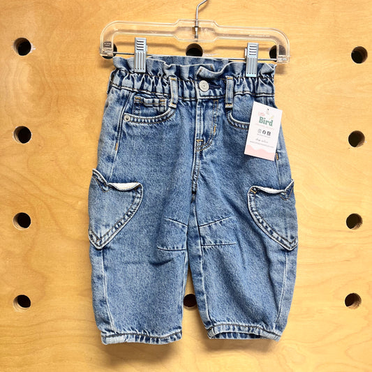 Heart Pockets Paper Bag Waist Denim