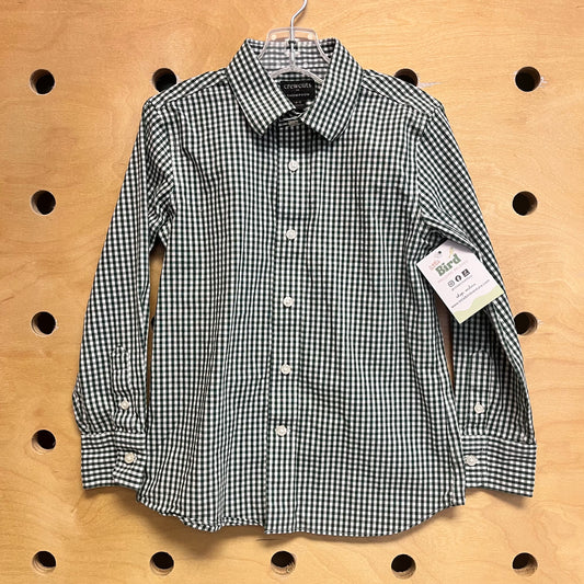 Green/White Plaid Button Up