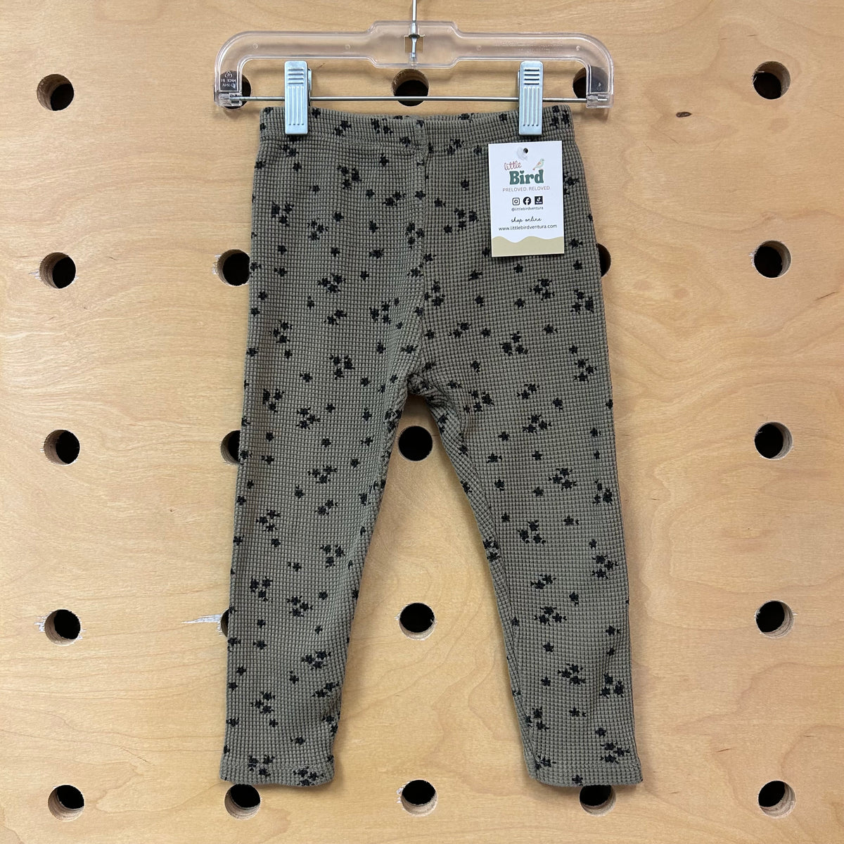 Olive/Black Floral Waffle Leggings