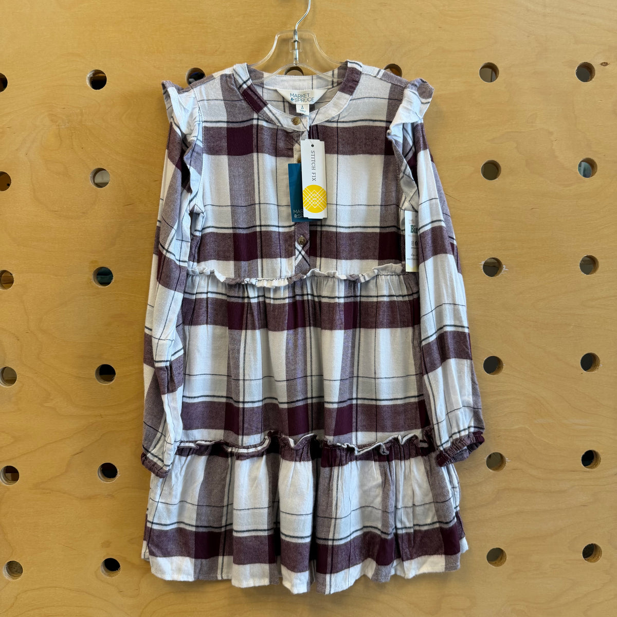 Plum/White Plaid Flannel Dress NEW!