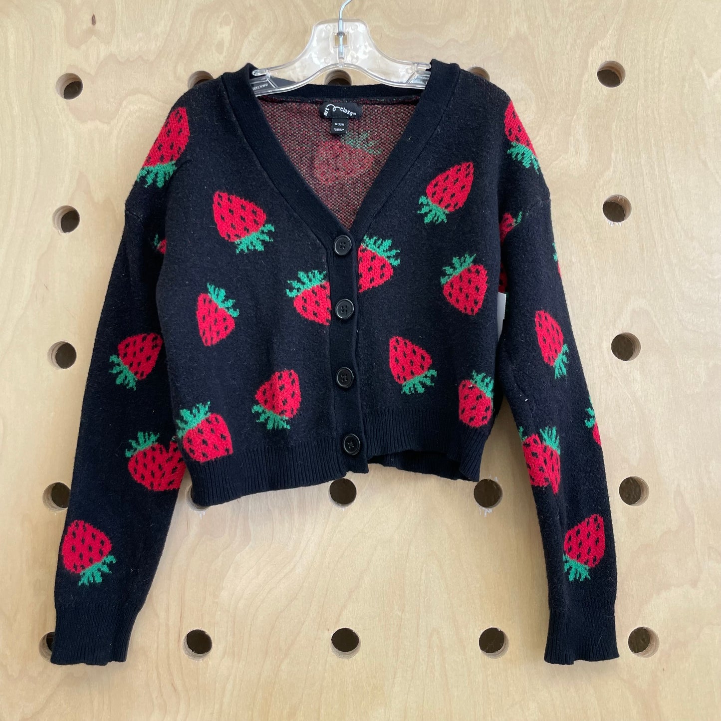 Black Strawberry Crop Cardigan