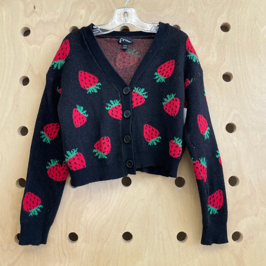 Black Strawberry Crop Cardigan