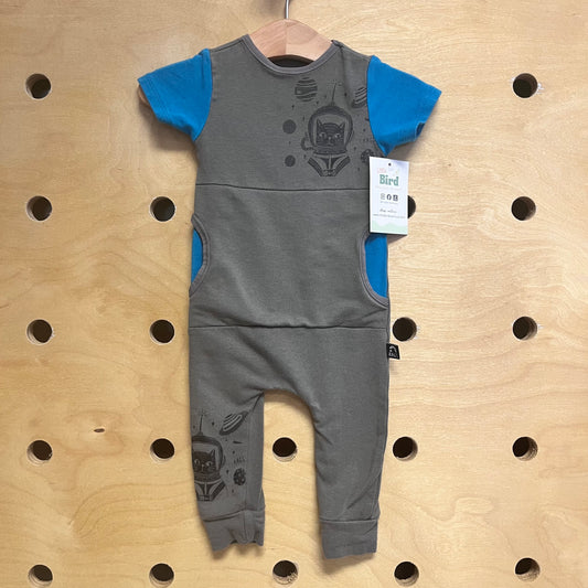 Grey/Blue Cats Romper