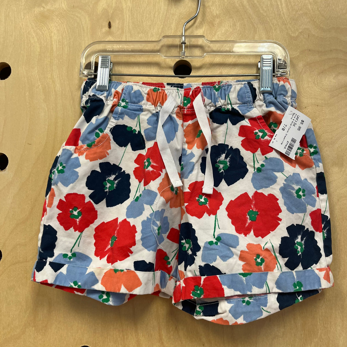 Pink & Blue Floral Drawstring Shorts