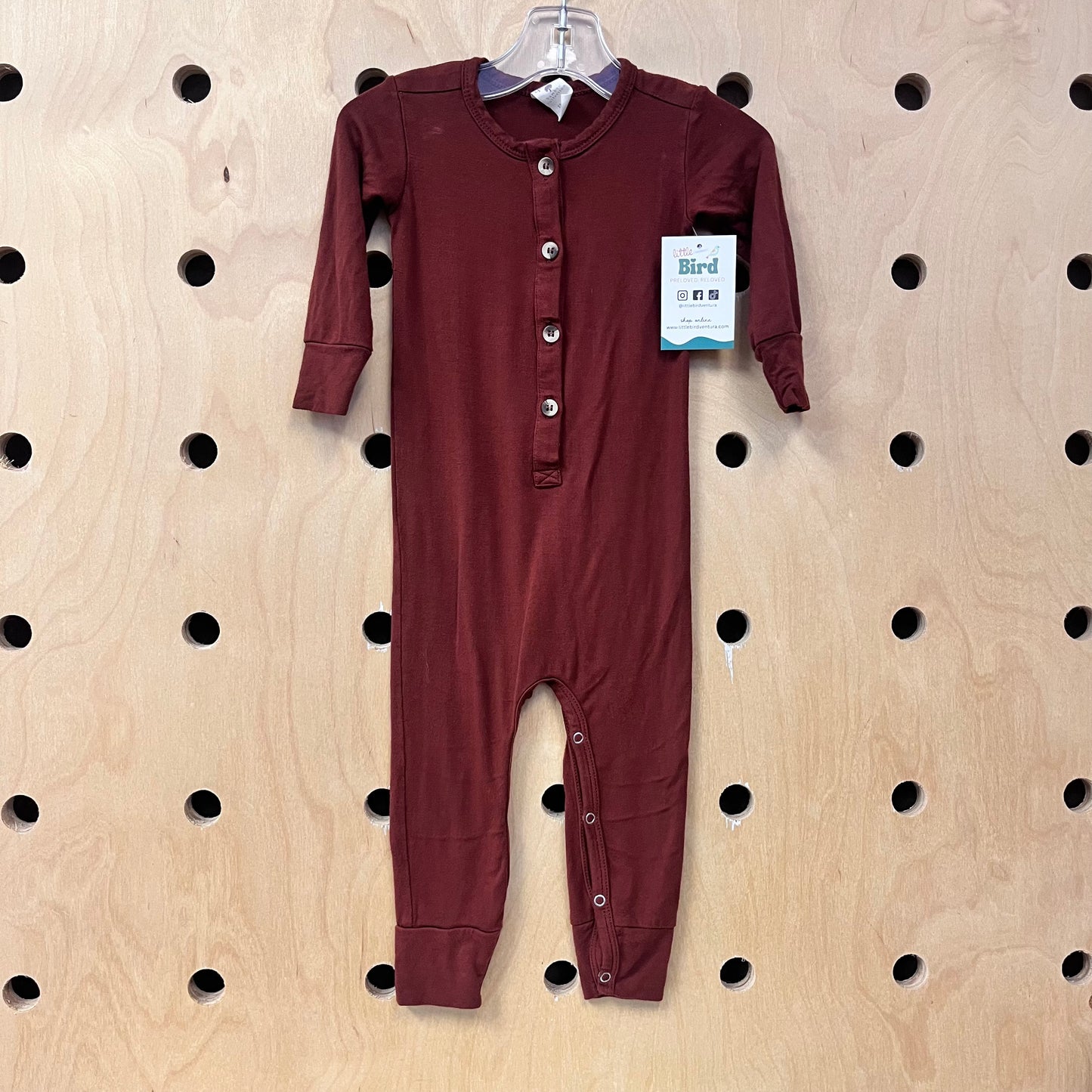 Brown Bamboo Button Romper