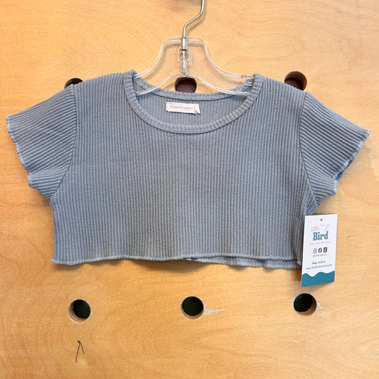 Blue Ribbed Crop Top