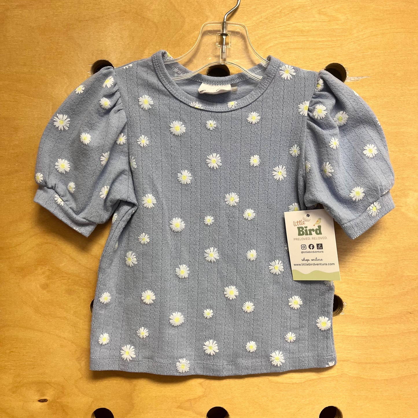 Blue Daisy Pointelle Top