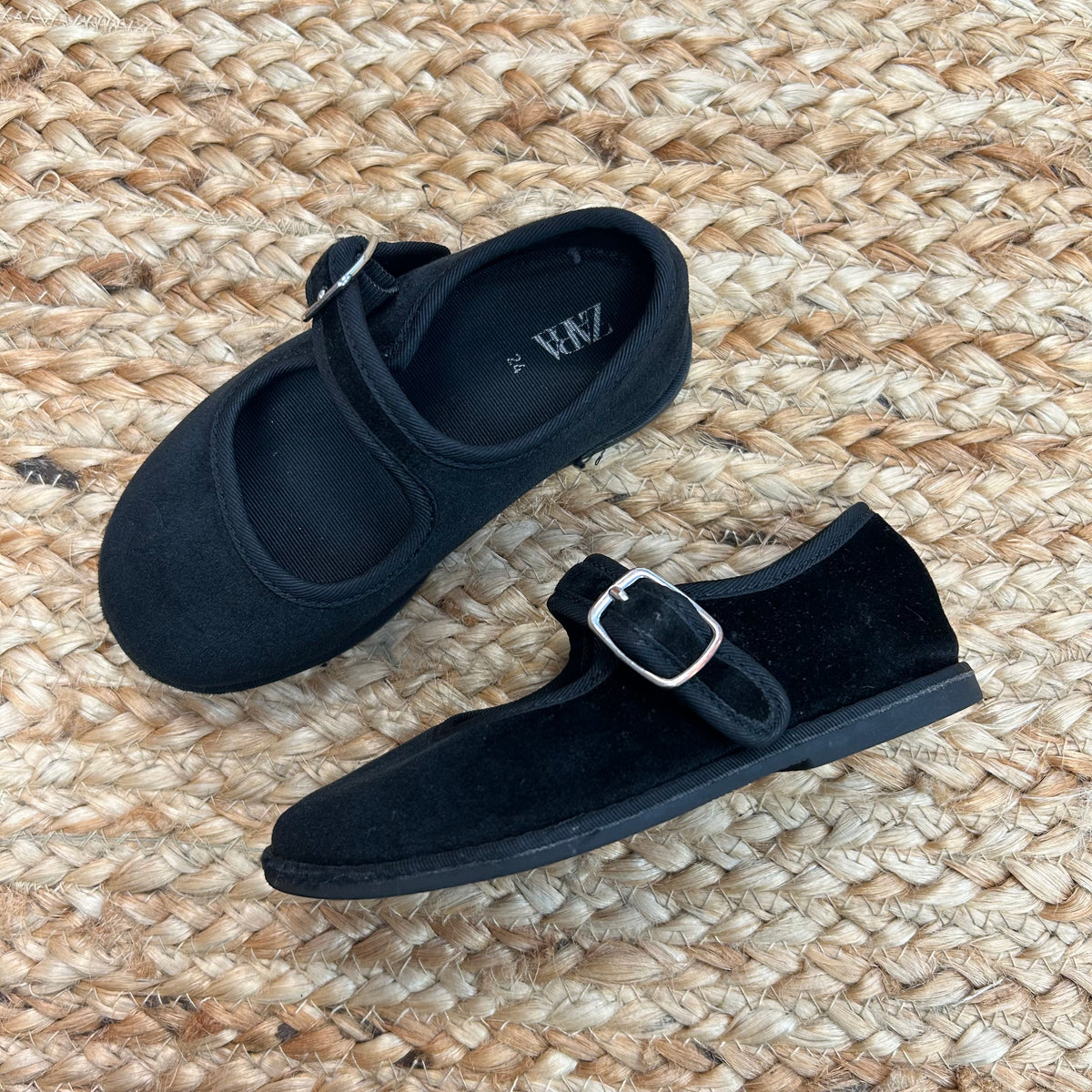 Black Velour Flats