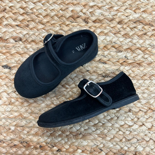 Black Velour Flats
