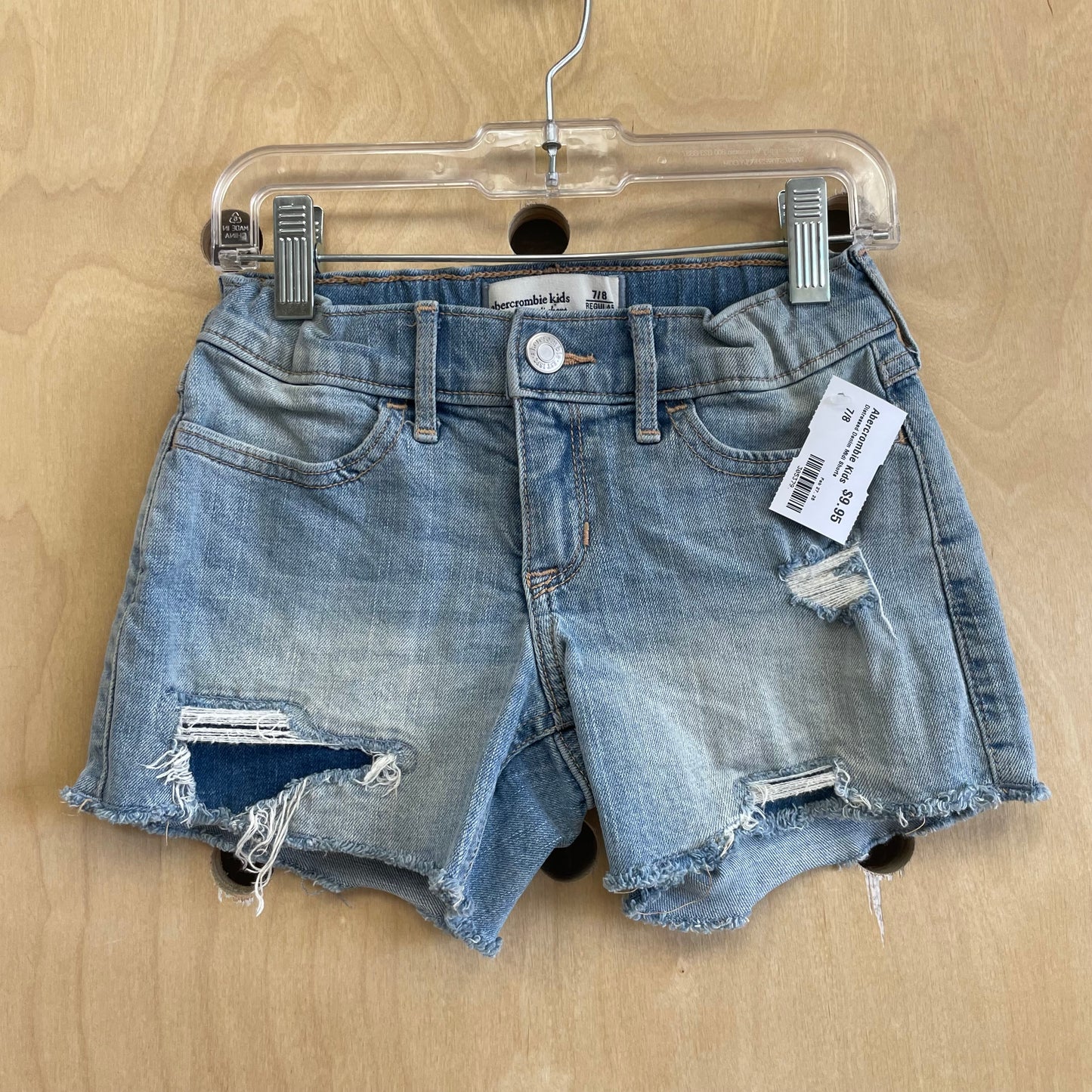 Distressed Denim Midi Shorts
