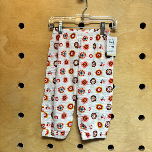 White/Pink Stars Flowers Pants