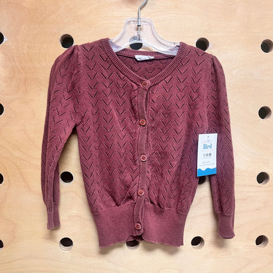Brown Pointelle Button Up Cardigan